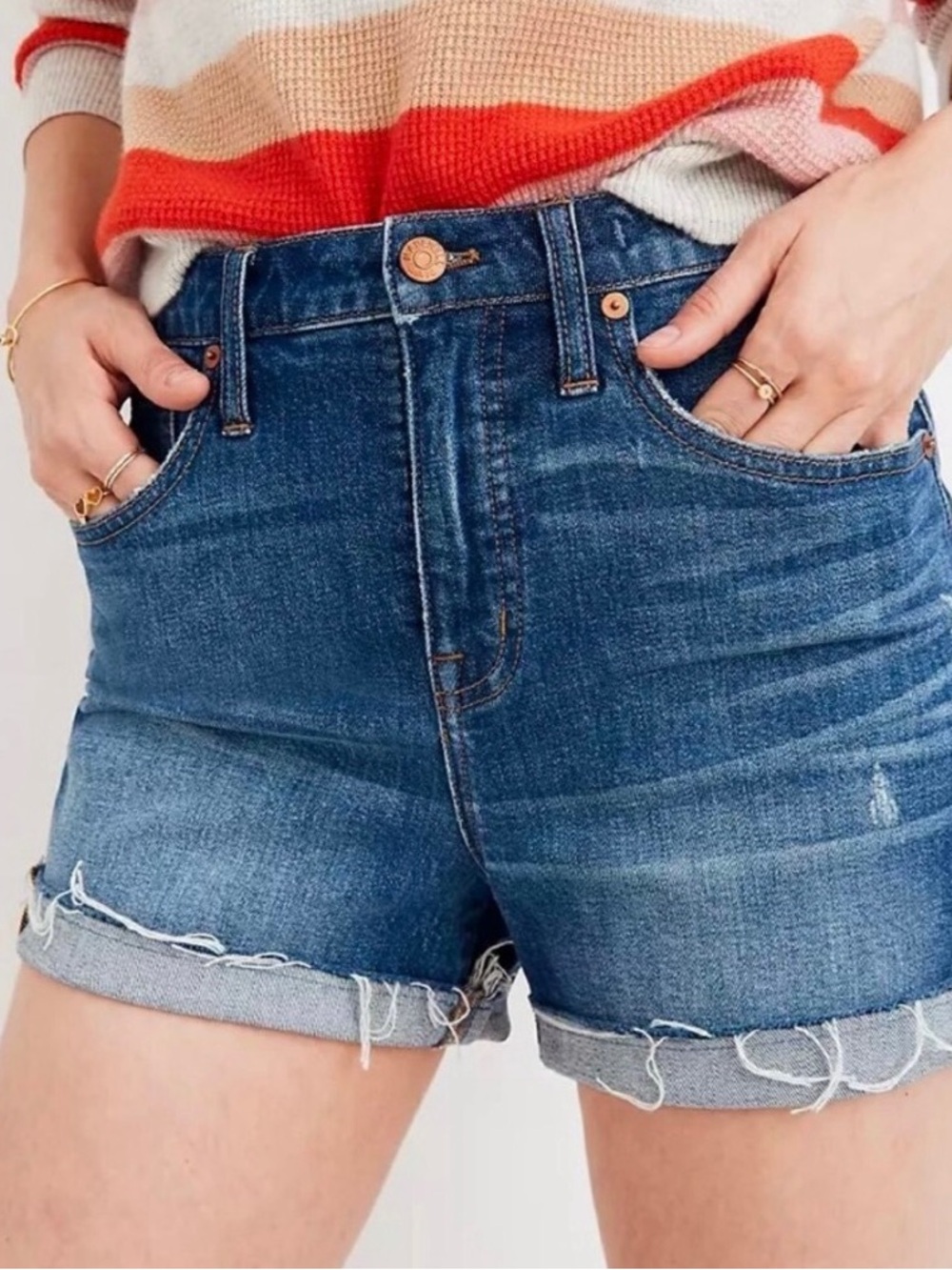 Madewell High Rise Denim Cutoff Shorts F7019 Sz 28 Glenoaks Wash